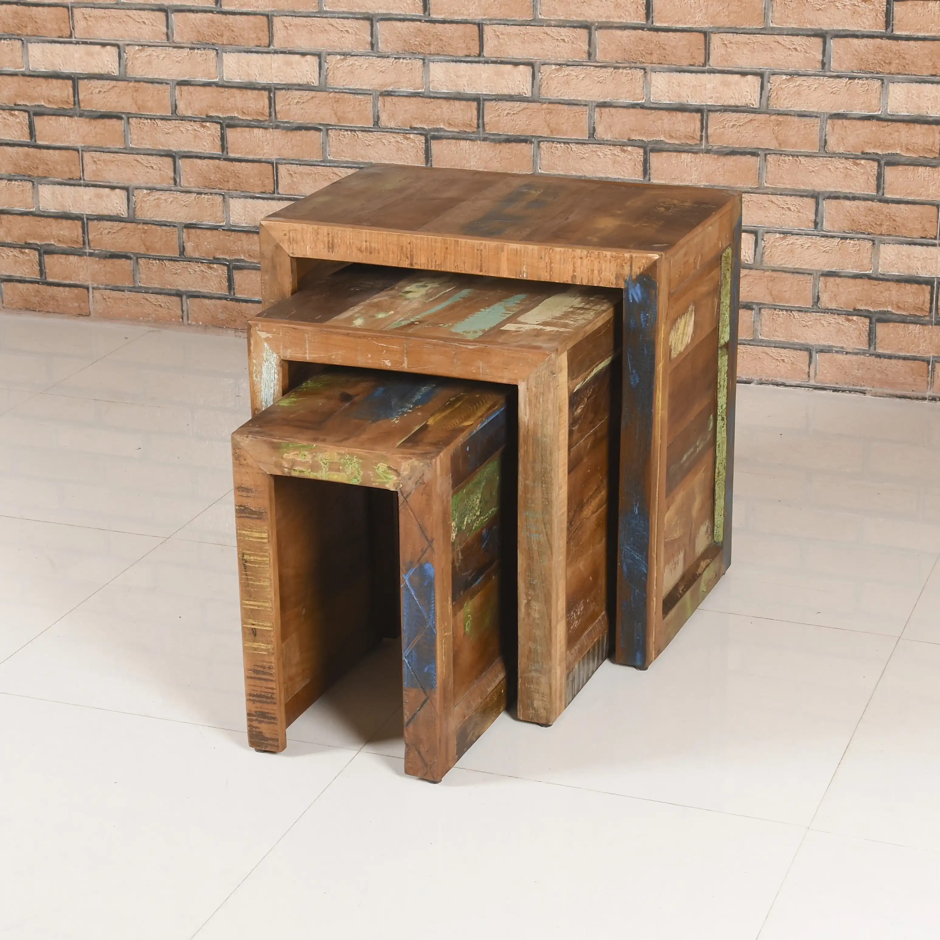 Reclaimed Wood Vintage Nesting TableS/3 - popular handicrafts